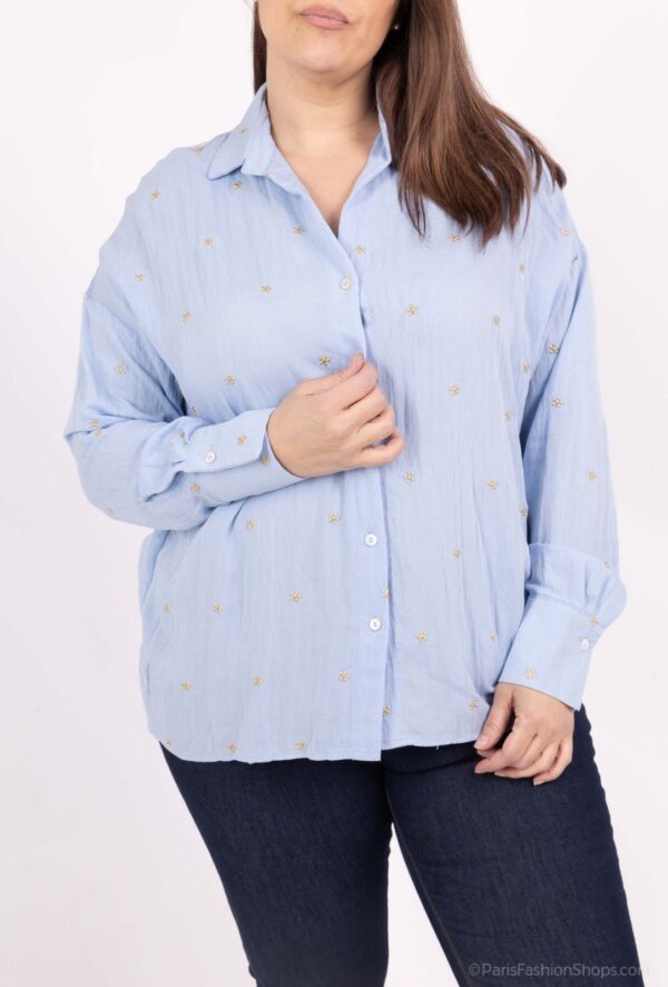 BLUSA MARGARITAS AZUL