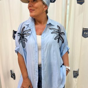 blusa palmeras en azul