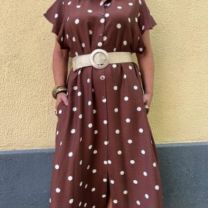 vestido lunares en color chocolate y blanco