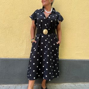 vestido lunares en color negro y blanco