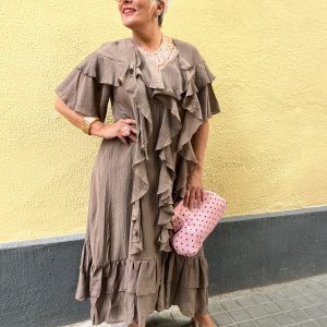 Vestido volantes en chocolate