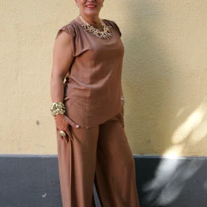 Pantalón palazzo teja