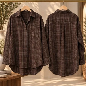camisa oversize cuadros, chocolate
