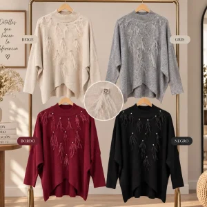 jersey plumas y perlas, gama 4 colores