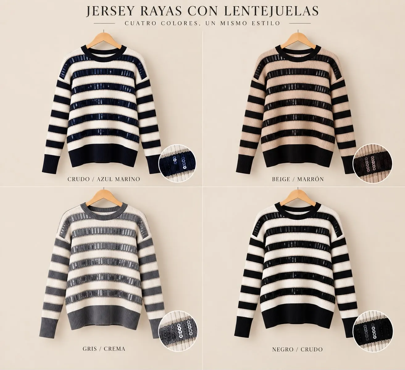 jersey rayas lentejuelas, gama 4 colores