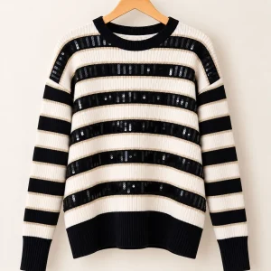 jersey rayas lentejuelas, negro-crudo