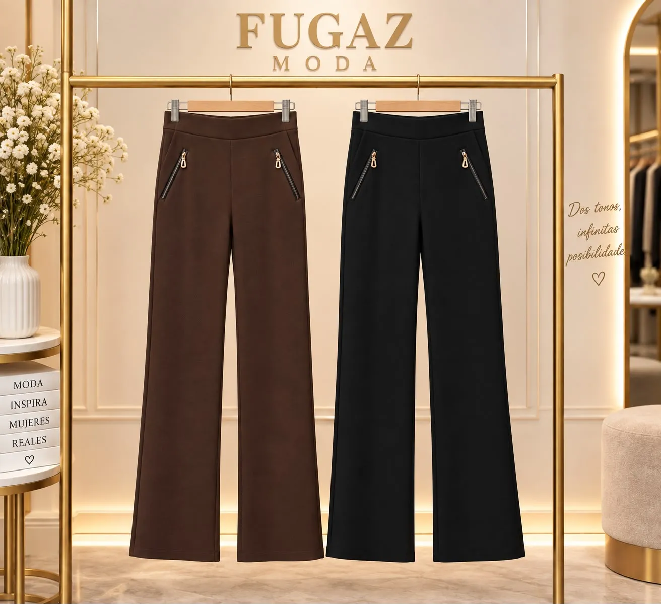 pantalón ancho cremalleras