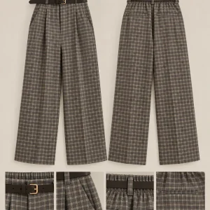 pantalón ancho con cinturón, negro