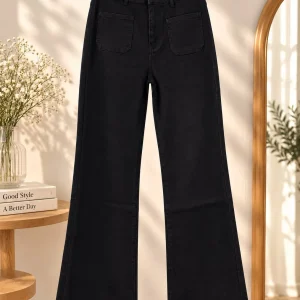 vaquero campana bolsillos plastón, negro